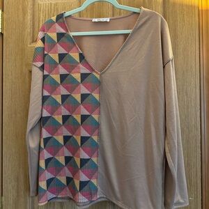 MACARON Multicolor Geometric Long Sleeve Top